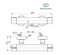 MEDIDAS TERMOSTATICA DUCHA IDEAL STANDARD